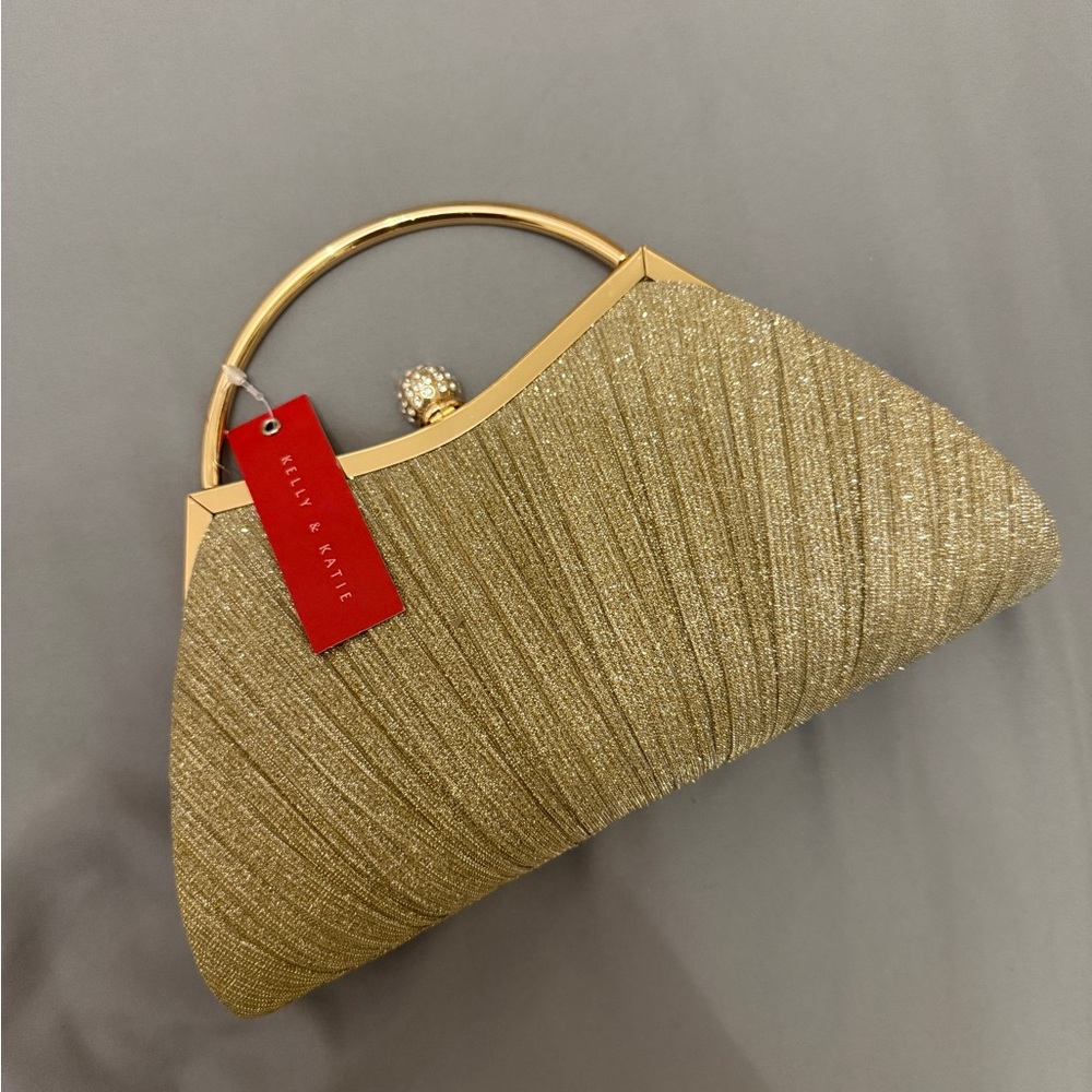Kelly & Katie Gold Pleated Clutch